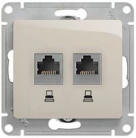 Розетка компьютерная без рамки Systeme Electric Glossa 2-м. RJ45+RJ45 5e молочный картинка
